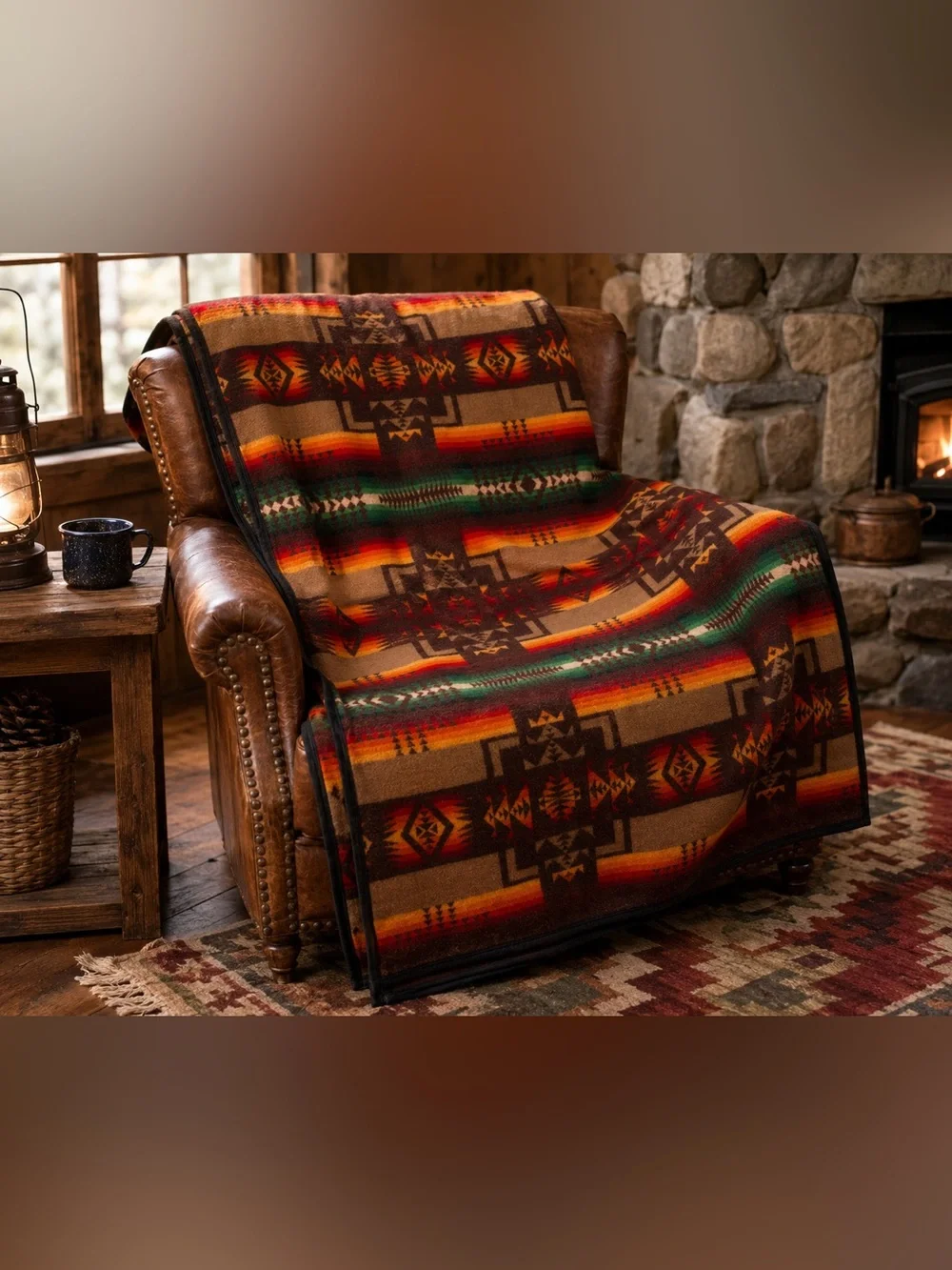 Vintage 1940s-60s Pendleton Beaver State Chief Joseph Wool Blanket